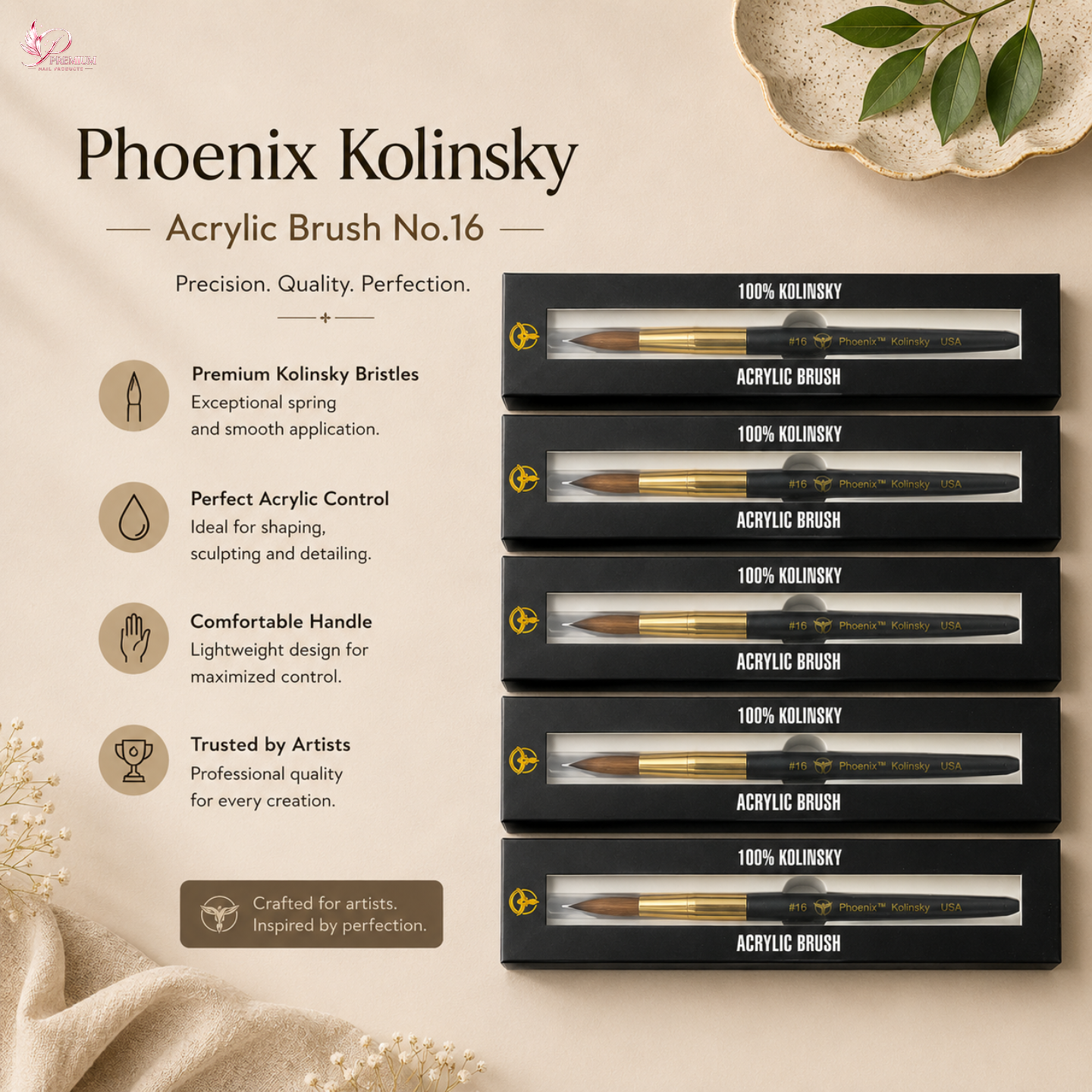 Phoenix Kolinsky Germany Acrylic Brush No.16