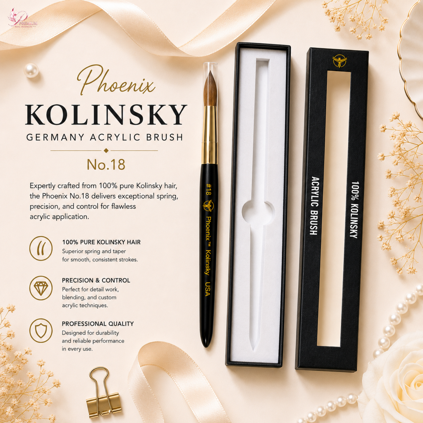 Phoenix Kolinsky Germany Acrylic Brush No.18