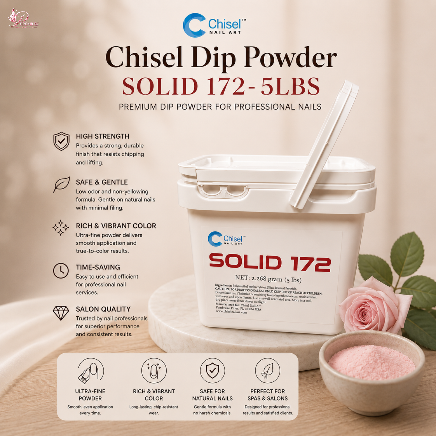 Chisel Solid Dip Powder - SOLID 172 - 5LBS