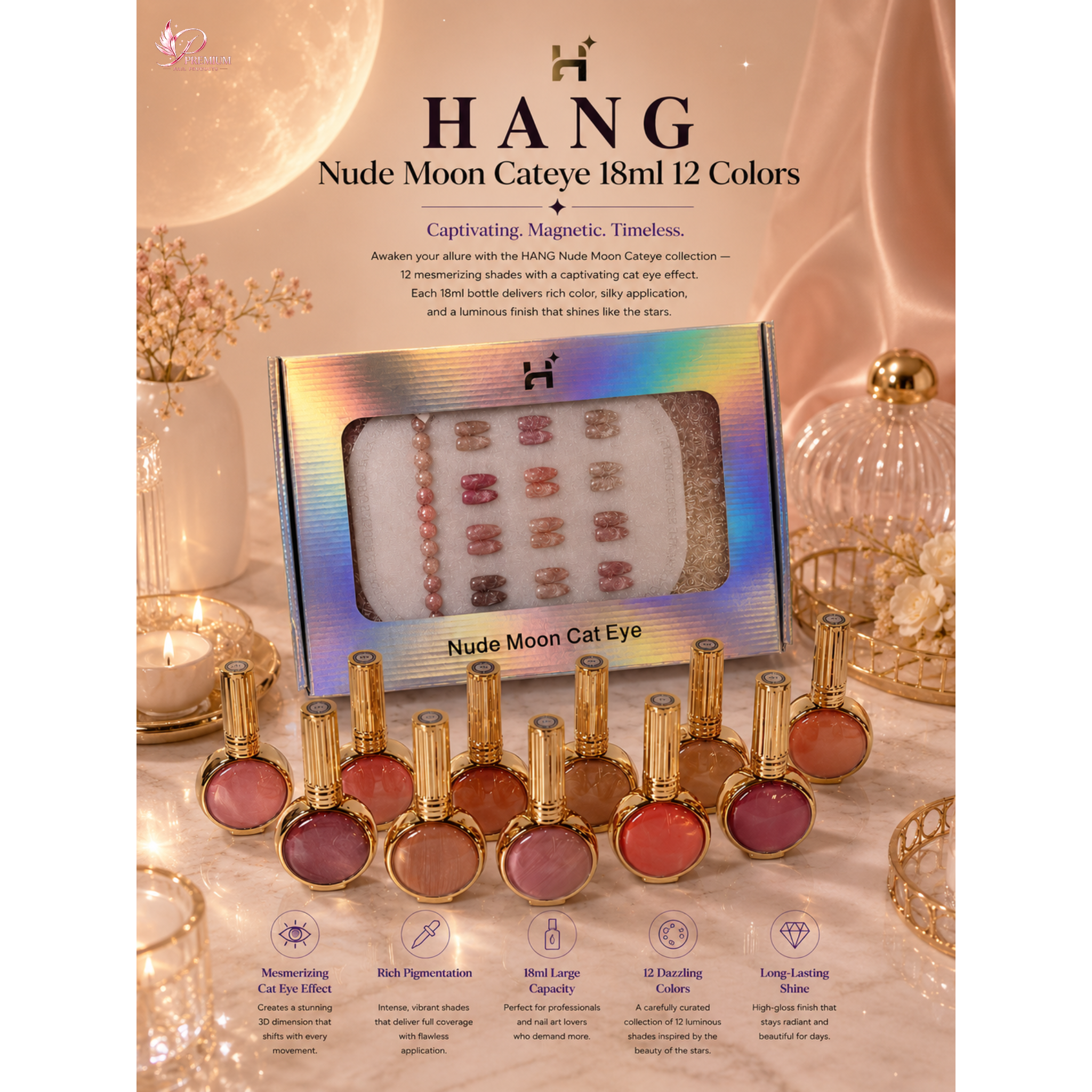 HANG Nude Moon Cateye 18ml 12 Colors
