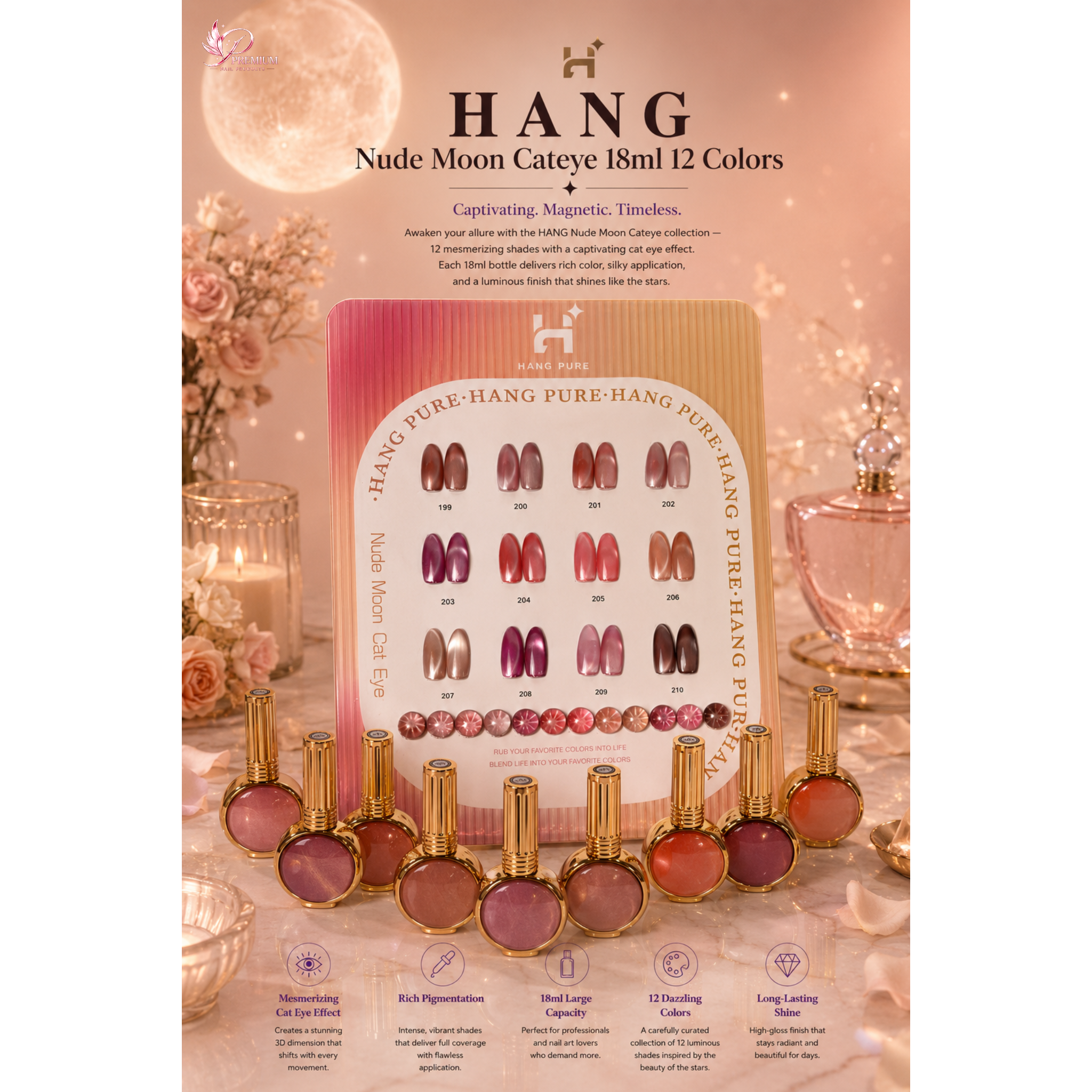 HANG Nude Moon Cateye 18ml 12 Colors