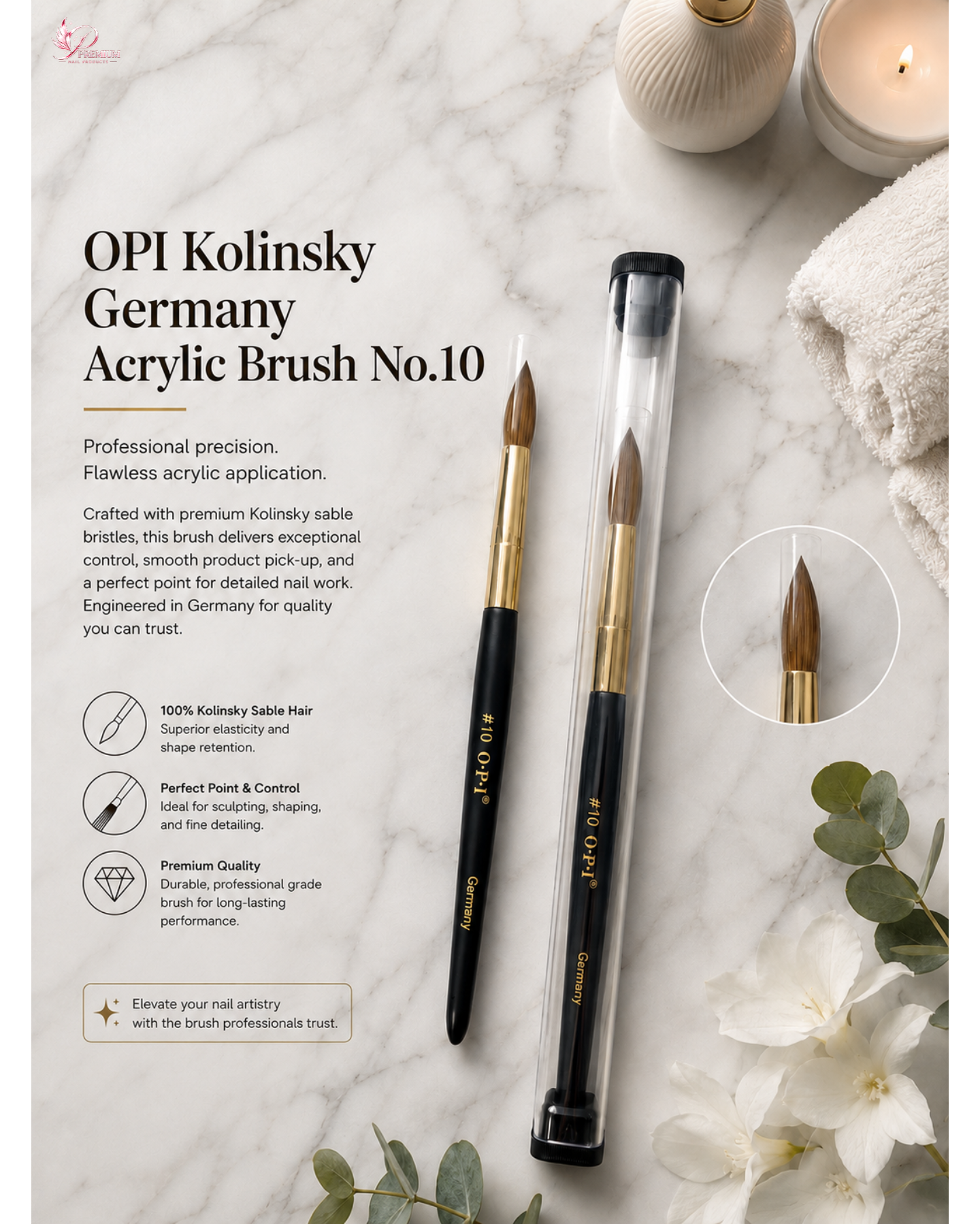 OPI Kolinsky Germany Acrylic Brush No.10