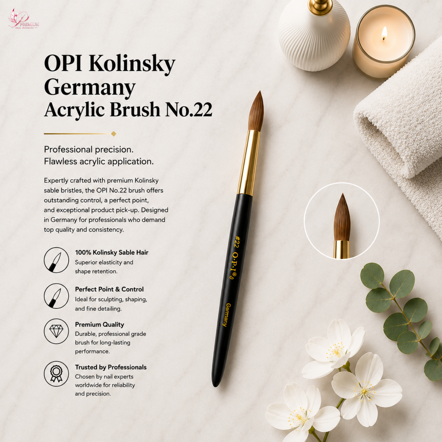 OPI Kolinsky Germany Acrylic Brush No.22