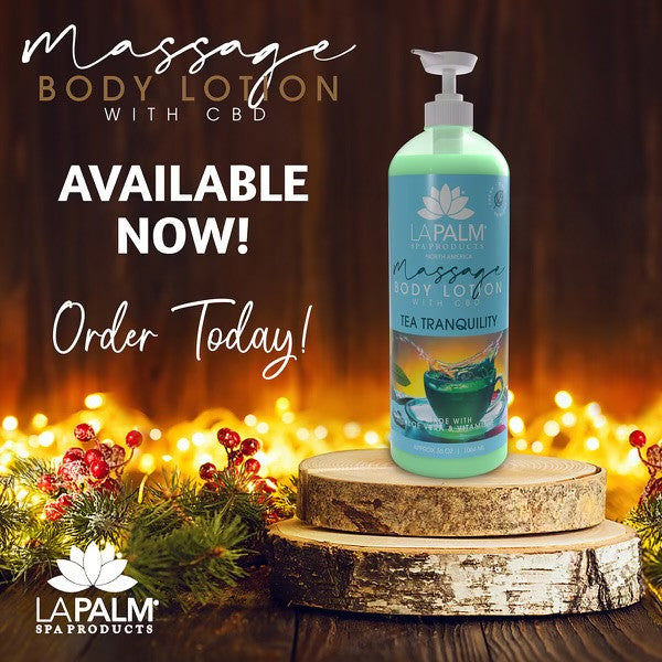 La Palm Massage Body Lotion w/CBD 36oz - Tea Tranquility