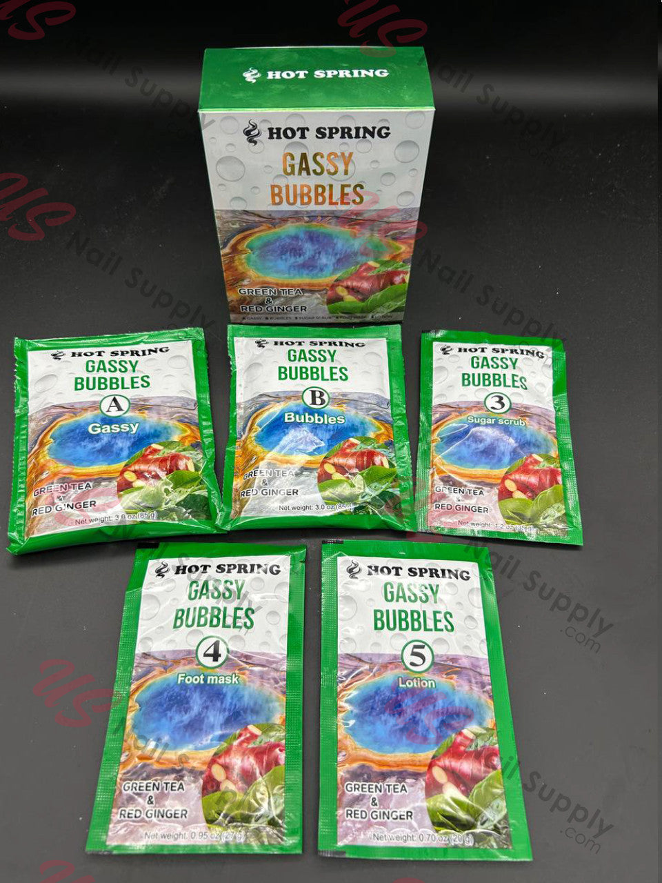 HOT SPRING Gassy Bubble 5in1 Green Tea & Red Ginger + Free Pedicure Liner