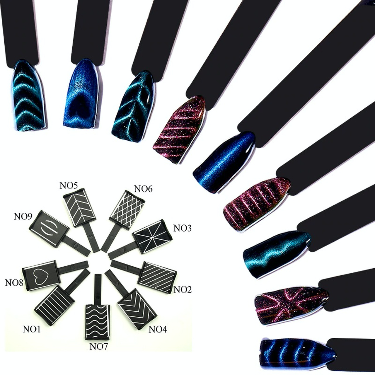 11 Pcs Magnet Plate Sticks for Cat Eye Nail Polish
