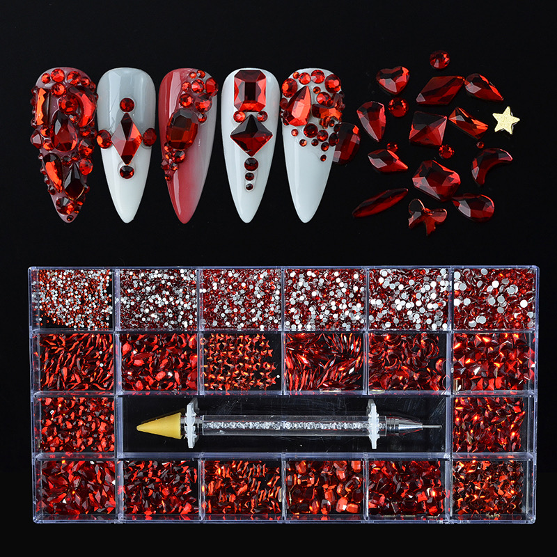 Rhinestone Kit With Dotting Tool - Red