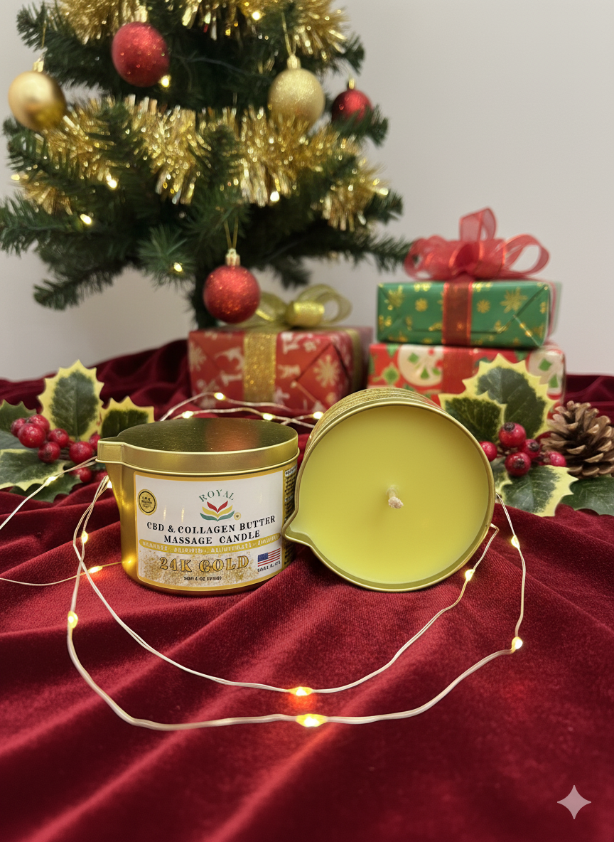 ROYAL CBD & Collagen Massage Butter Candle 6oz - 24K Gold