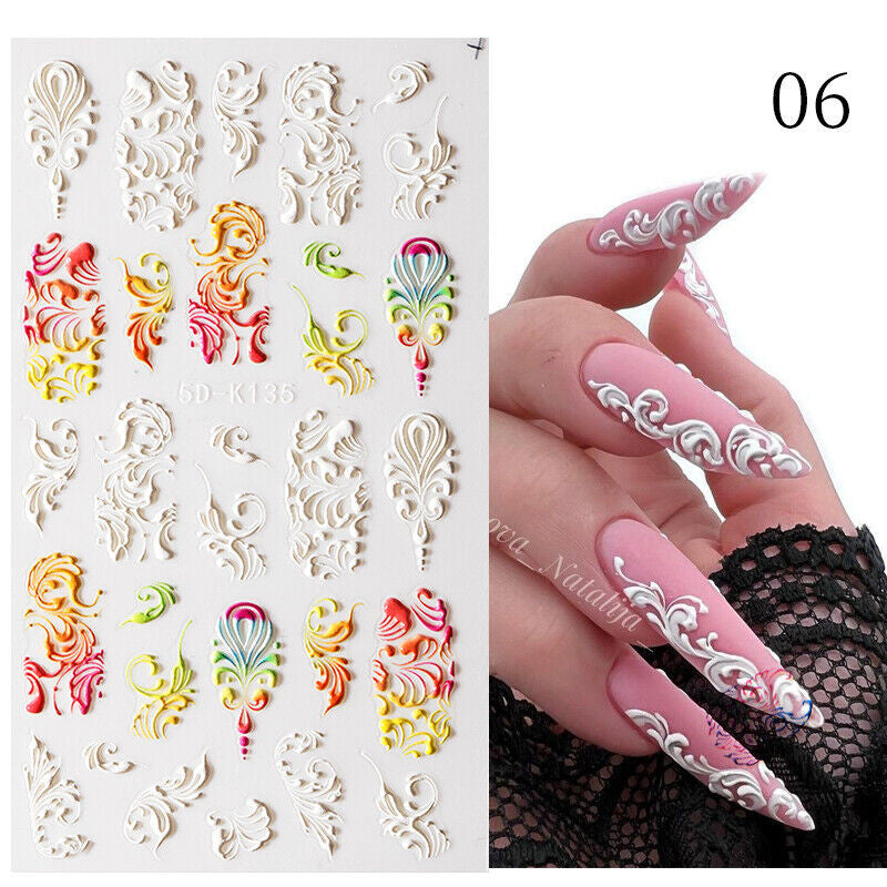 5D Embossed Nail Stickers - 5D-130 to 5D-140