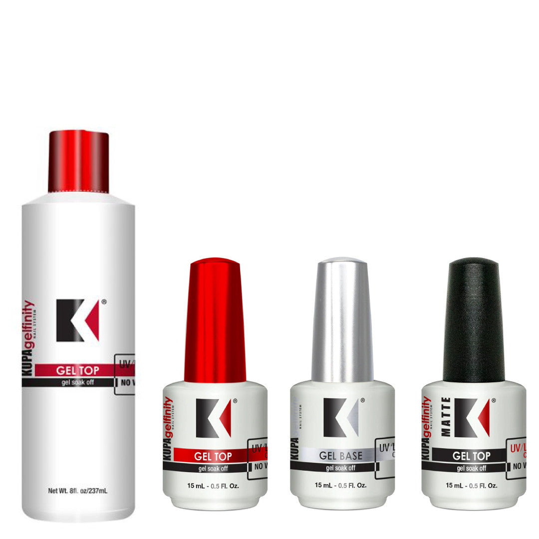 Kupa GelFinity Top Coat Gloss No Wipe Refill (8oz) + Free 3 Bottle 0.5oz