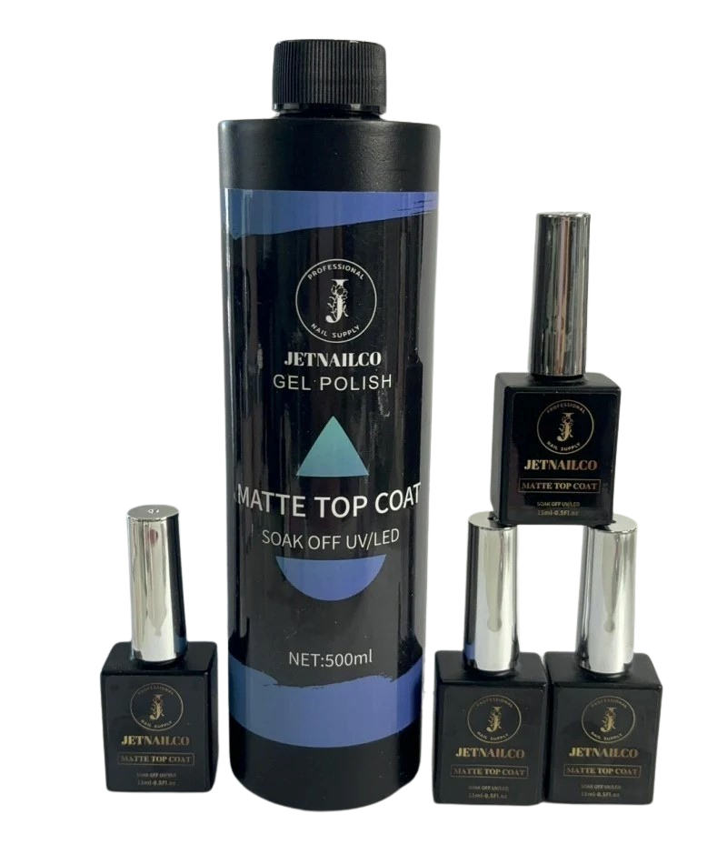 JetNailCo Platinum Gel Matte Top Refill 16oz + Free 4 0.5oz ( Non Stick Chrome )