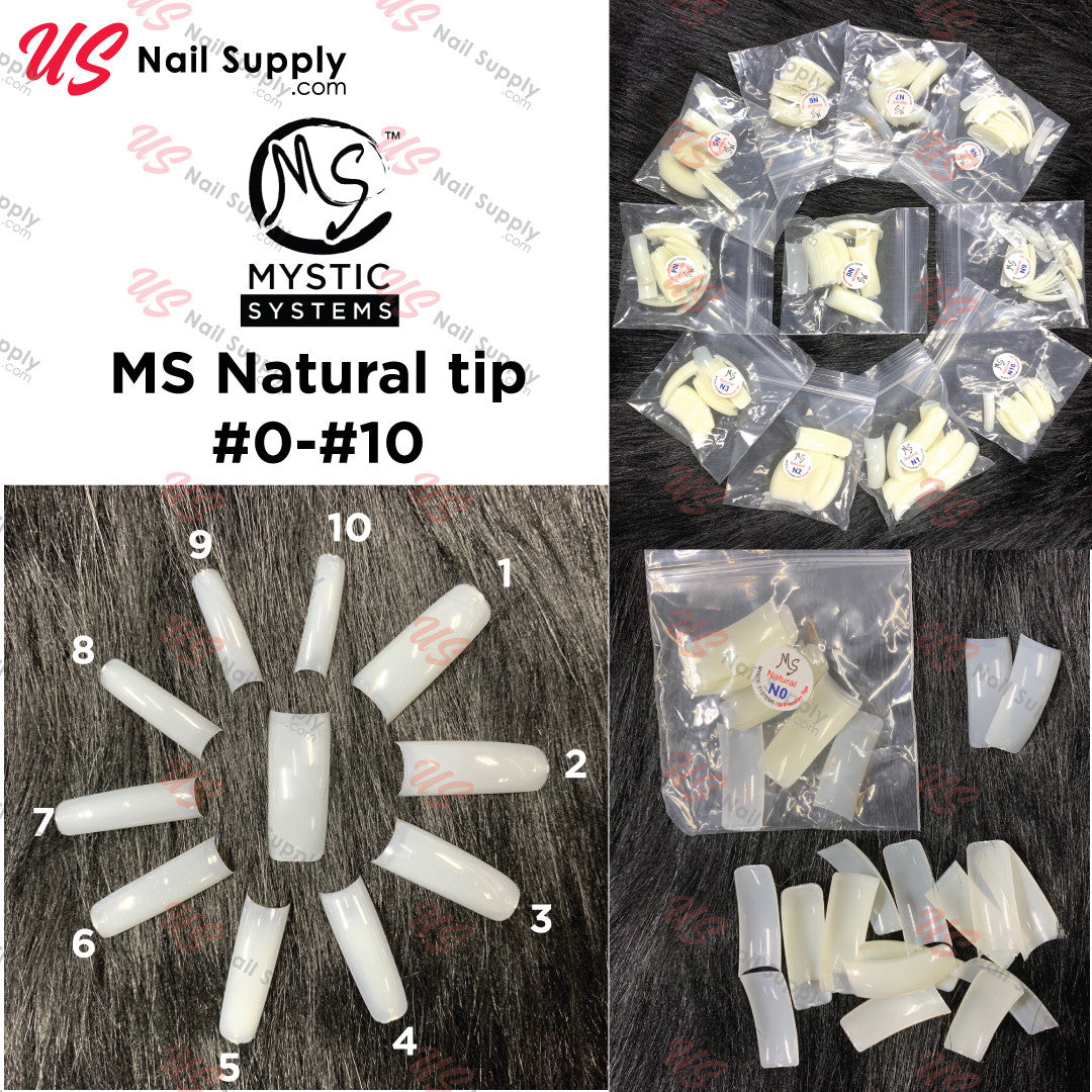 MS Natural Tip Size  #0 to #10 ( Case of 1100 pcs )