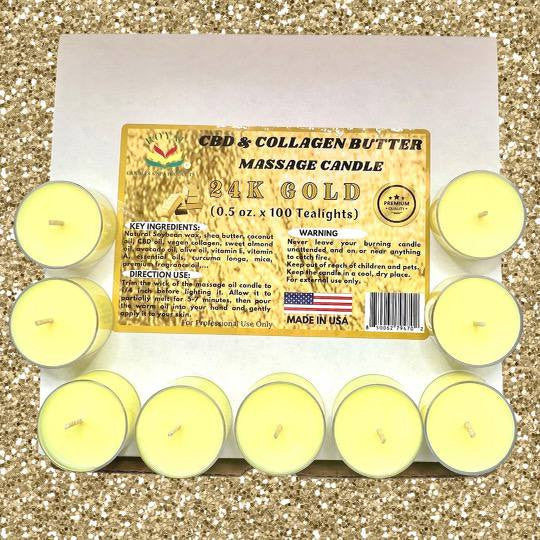 ROYAL CBD & Collagen Massage Butter Candle 0.5oz ( Box of 100pcs ) - 24k Gold