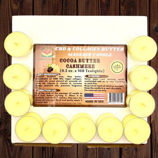 ROYAL CBD & Collagen Massage Butter Candle 0.5oz ( Box of 100pcs ) - Cocoa Butter Cashmere