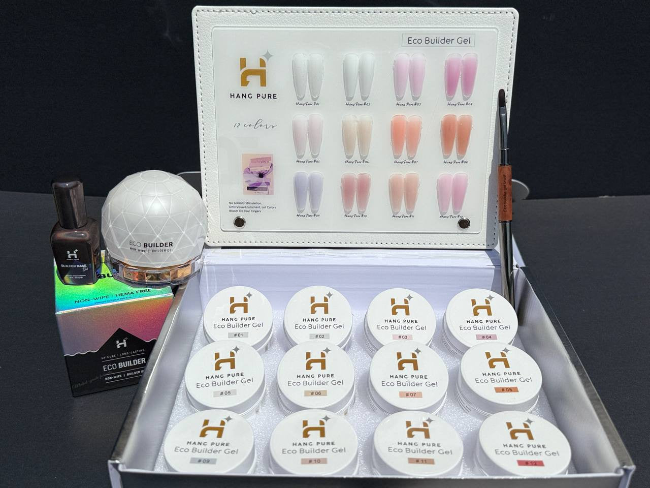 HANG Pure Builder Gel Set 12 Colors - Free 1 Brush + Builder Gel Base + Builder Gel Clear