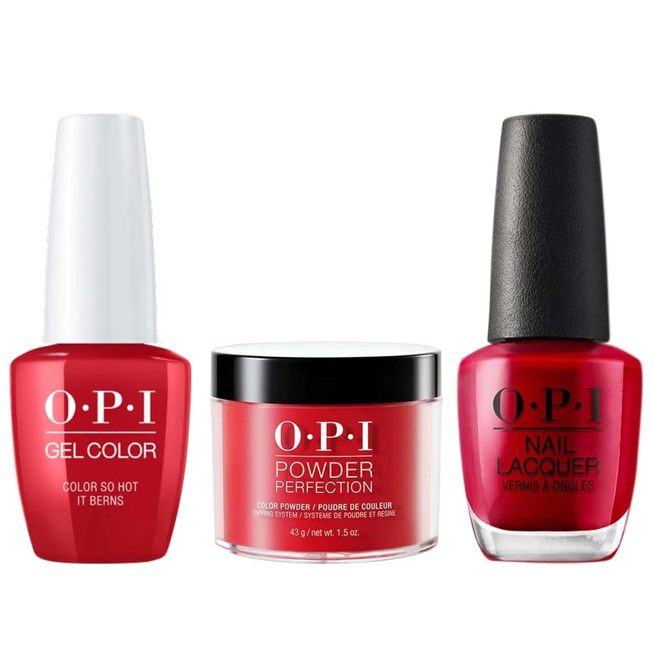 OPI COMBO 3 IN 1 MATCHING - GCZ13A-NLZ13-DPZ13 COLOR SO HOT IT BERNS
